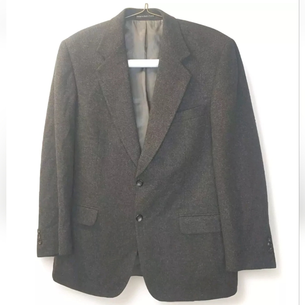 Camel Hair Sports Coat Men 42R 2 Button Blazer Jacket Charcoal Vtg Botany 500